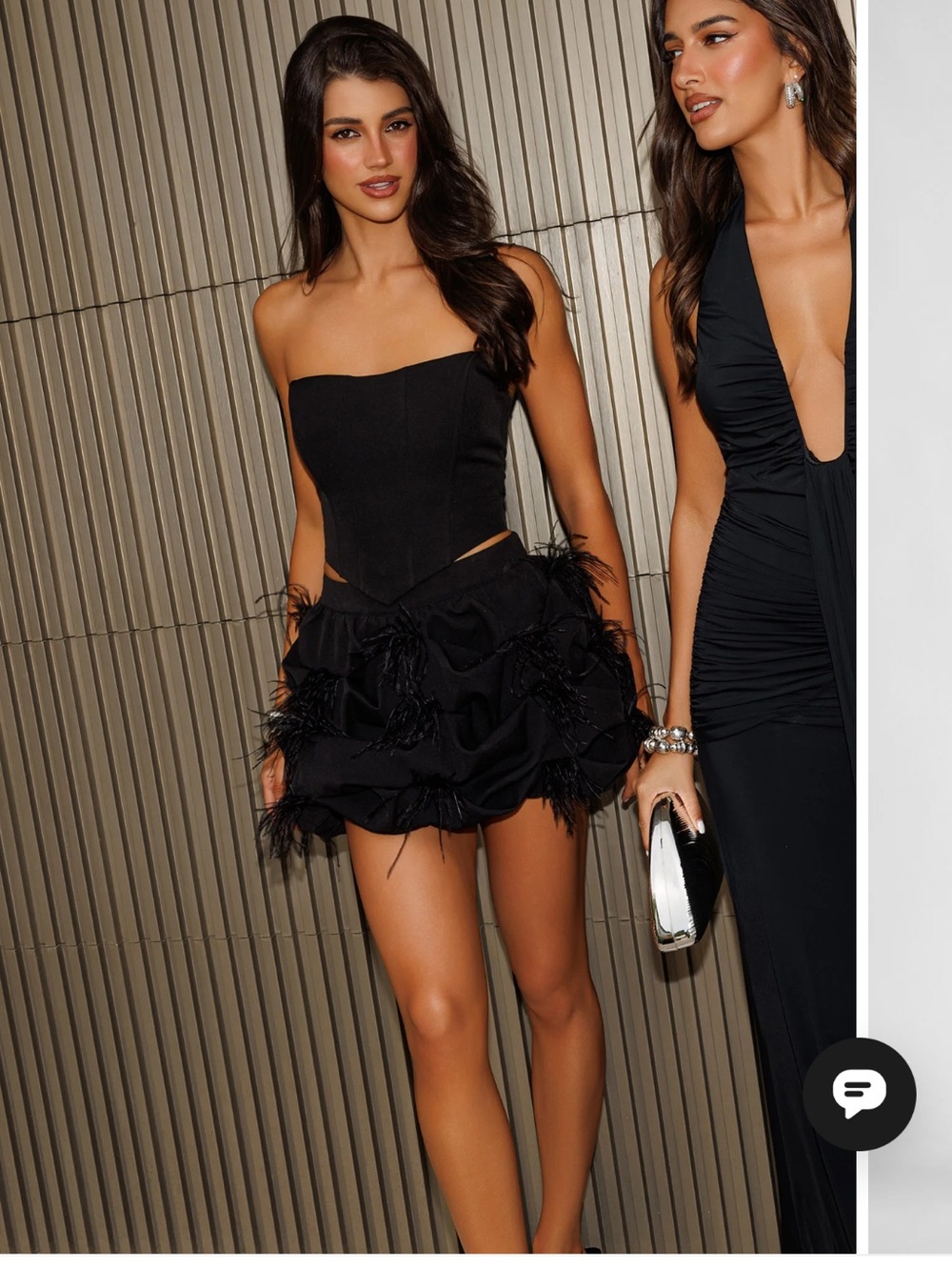Selfie Leslie Black Mini Skirt with Feather Trim